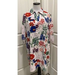 Chelsea & Theodore Woman SZ 2X Floral Roll Up Sleeves Back Longer
